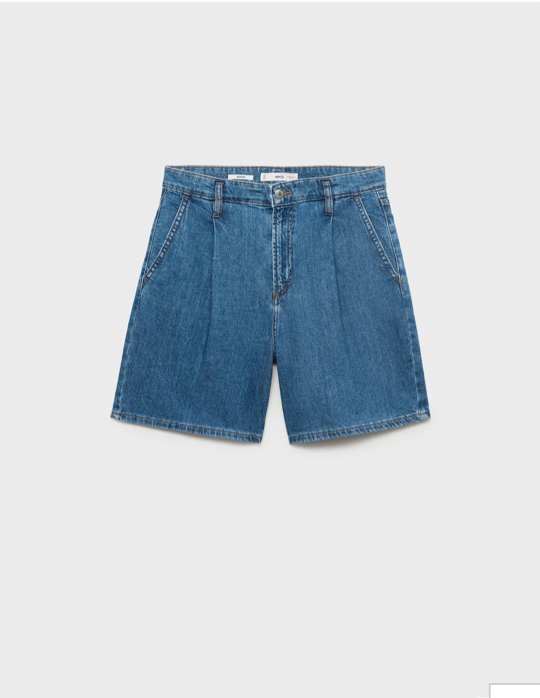 Bermuda en jean femme taille haute, à pinces, poches arrières et latérales - Biba Concept