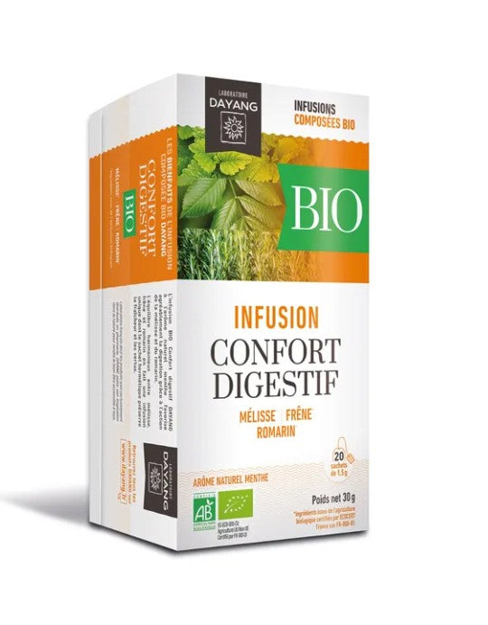 Infusion bio confort digestif et bien-être - mélisse, frêne et romarin - Biba Concept